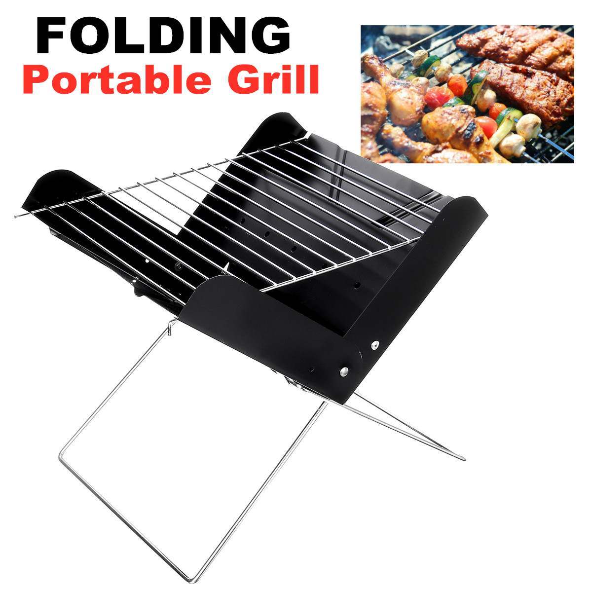 BBQ Grill Folding Stainless Steel Portable Small Barbecue Grill Tool BBQ Outdoor Camping Charcoal Furnace BBQ Grills Accessories - Izzy's Market