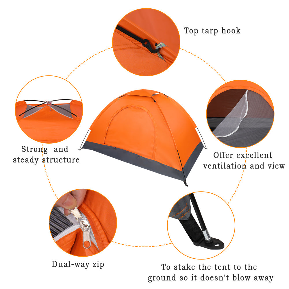 Single-person Single-layer Orange Tent - Izzy's Market