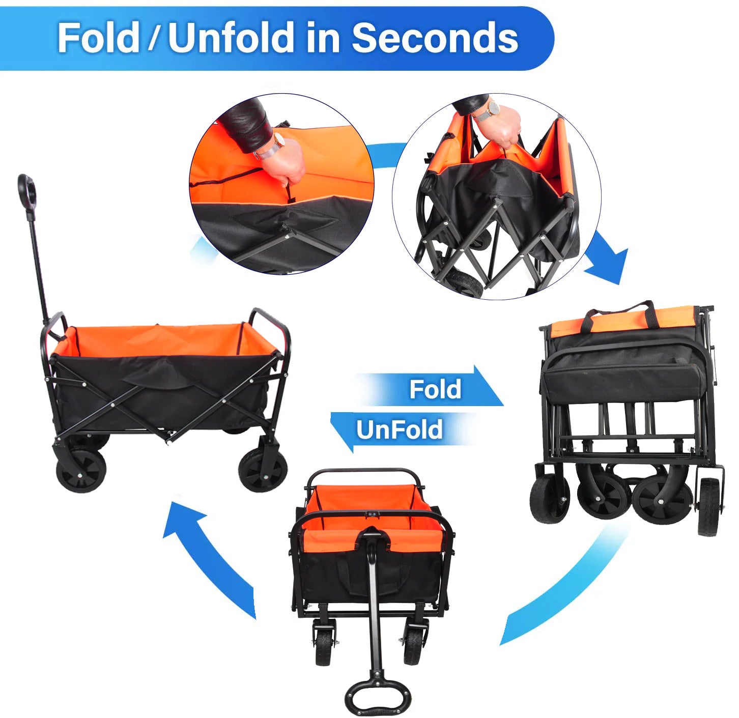 Mini Folding Wagon Garden Cart Shopping Cart Outdoor Camper Wagon Tools Cart - Izzy's Market