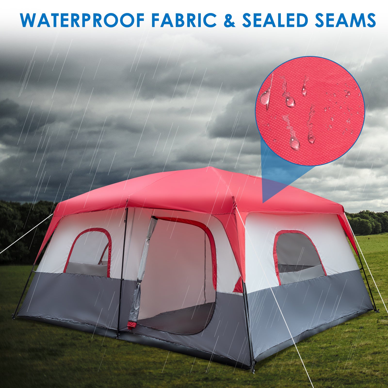 Red And White Camping Tent 430x430x210cm - Izzy's Market