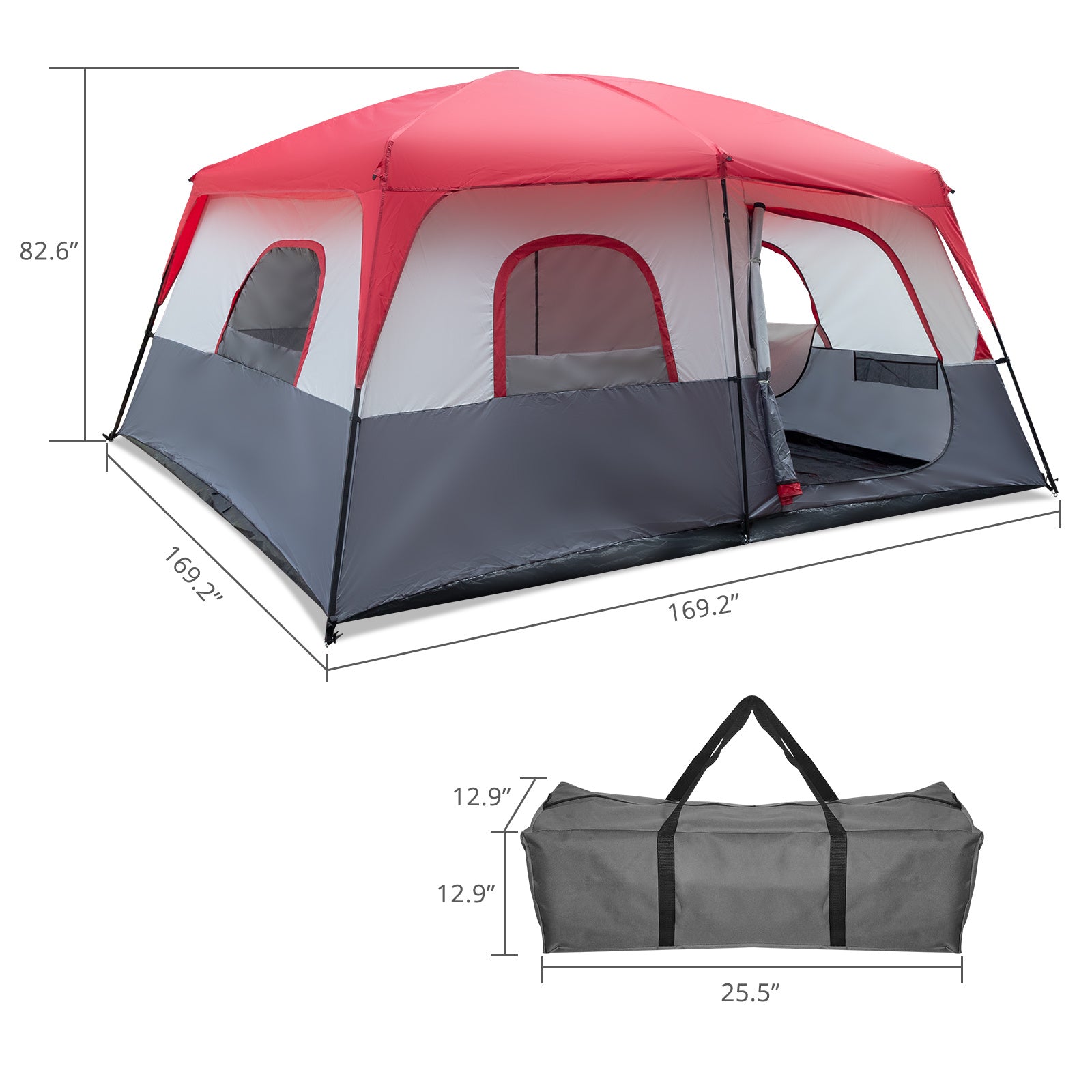 Red And White Camping Tent 430x430x210cm - Izzy's Market