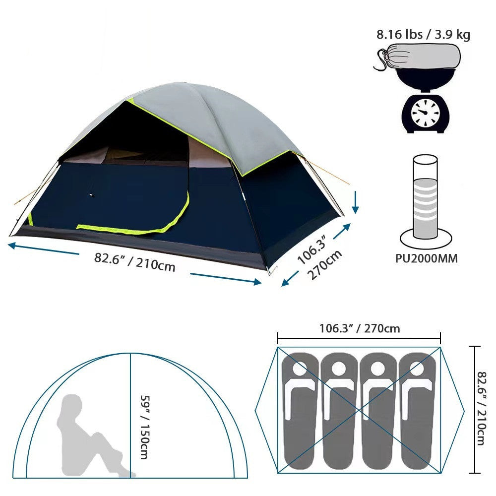 4 Person Black Coated Darkroom Tent For Camping Family Backpacking Tents - Izzy's Market